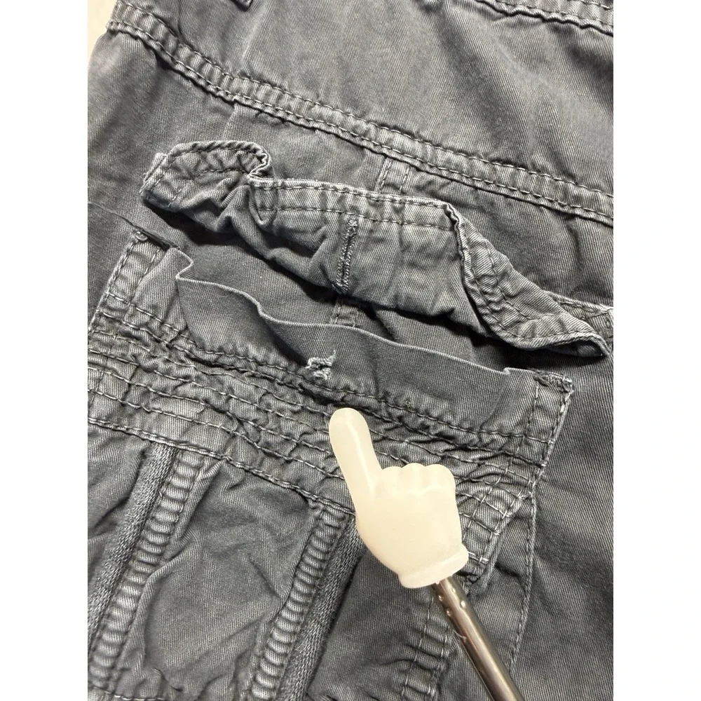 Fried Denim Baggy Cargo Jorts Mens 34 Gray‎ Y2K Skater Utility Shorts Cotton